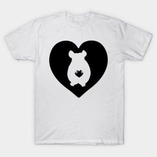 Chinchilla Heart Silhouette for Chinchilla Lovers, Black T-Shirt